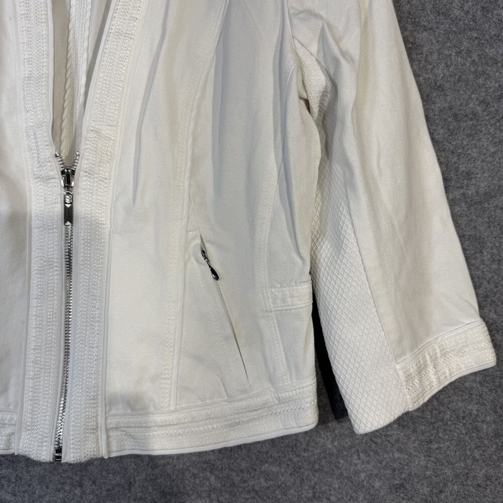 White House Black Market Short White Zip-up Jacket Women Size 10 - Picture 5 of 9